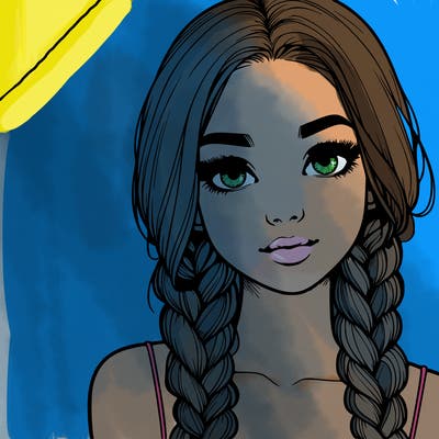 realistic girl with braids