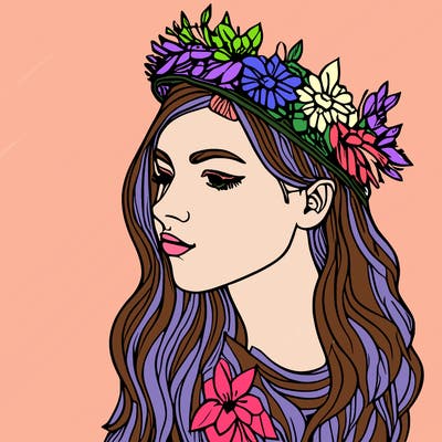 girl with flowers crown