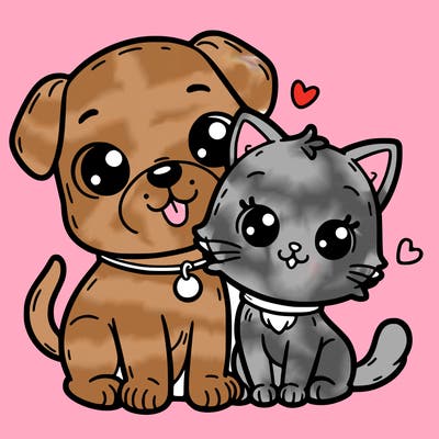 cute dog and cat together