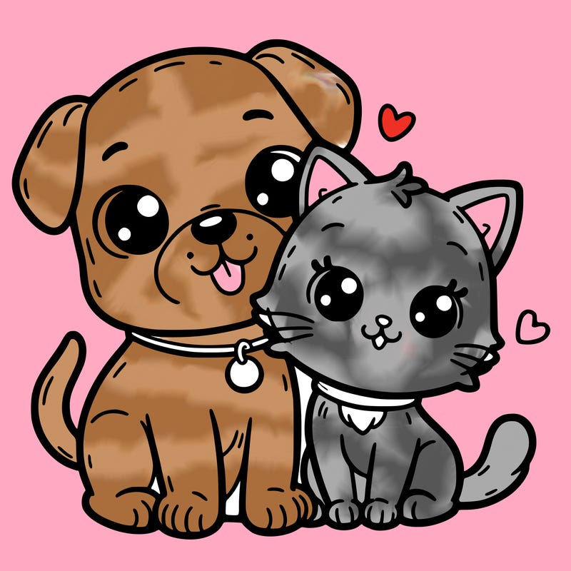 cute dog and cat together