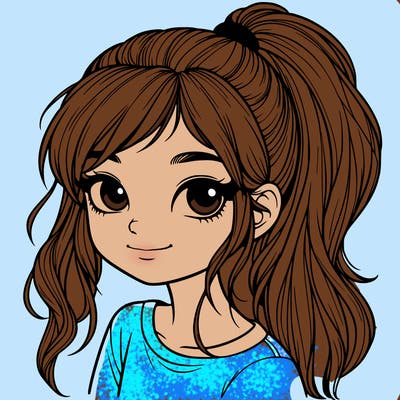 realistic girl with ponytail