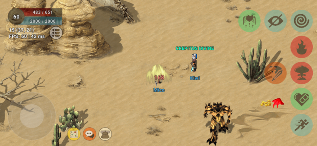 Eternum Online - Combate de MMORPG sandbox hardcore con jugadores y monstruos en un entorno desértico