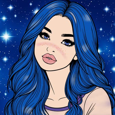 realistic girl with hair on her hair and lips