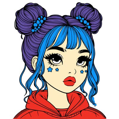 realistic girl with space buns