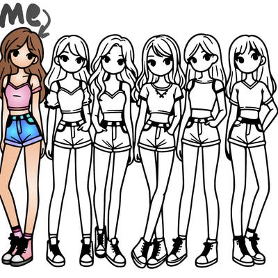 a group of girls wearing crop tops and shorts