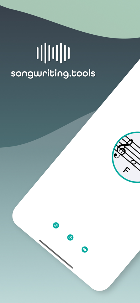 Random music notes generator - Random music notes generator app interface displaying a musical staff and note F