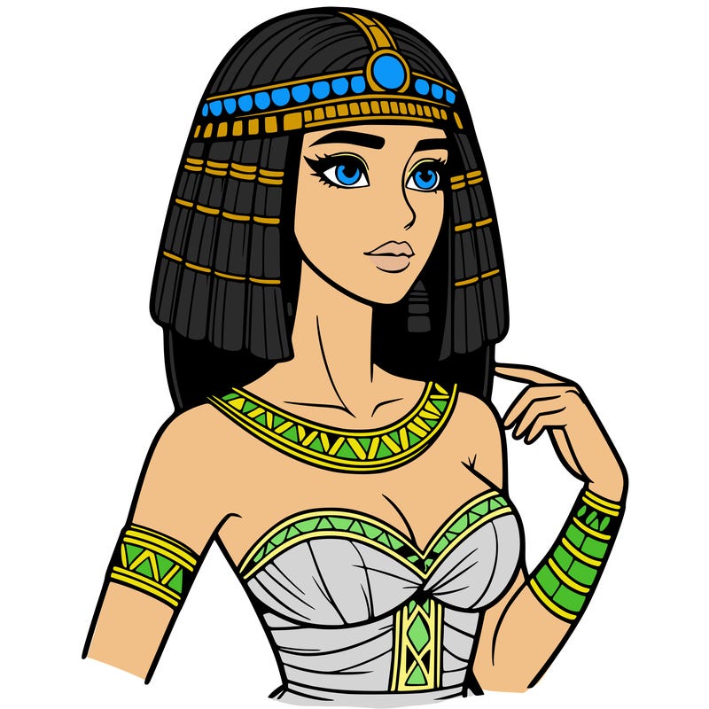 realistic woman wearing a cleopatra costume