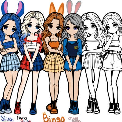 a group of girls realistic