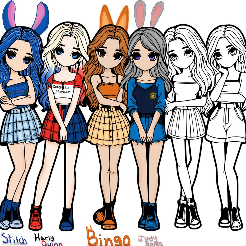 a group of girls realistic