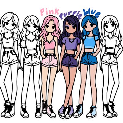 a group of girls wearing crop tops and shorts