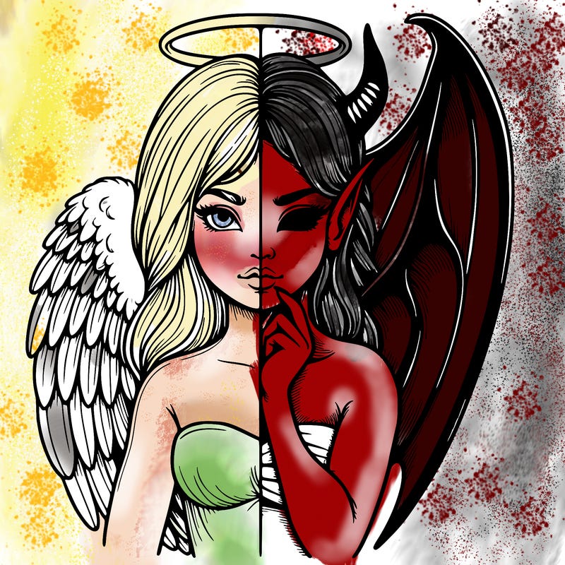 realistic angel half demon