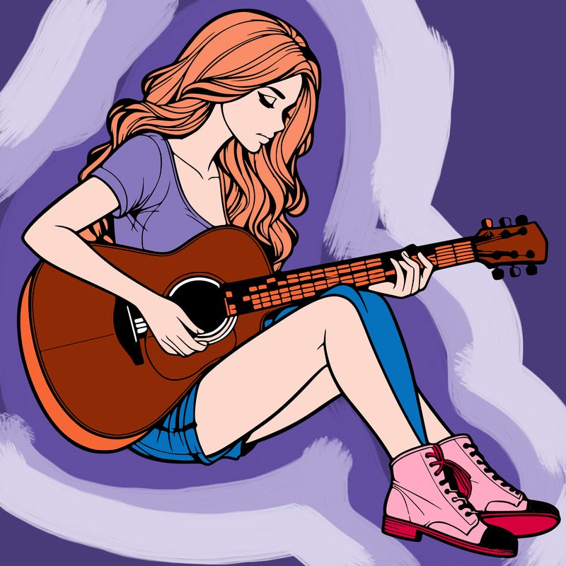 realistic woman play guitar