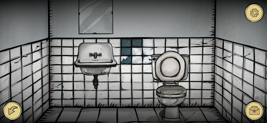 Escape Room: Strange Case 2 - Una escena de baño de manicomio sucia y decrépita del juego de misterio y puzzles Escape Room Strange Case 2