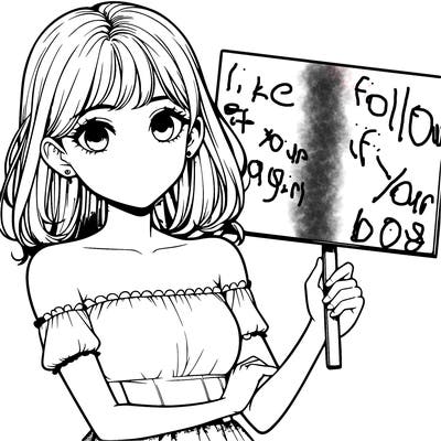 realistic pretty girl holding blank sign