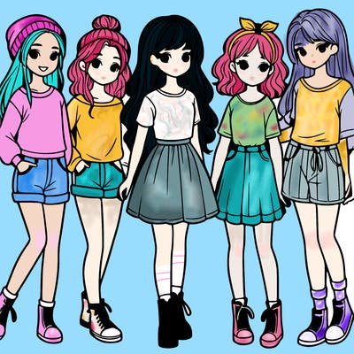 a group of five girls