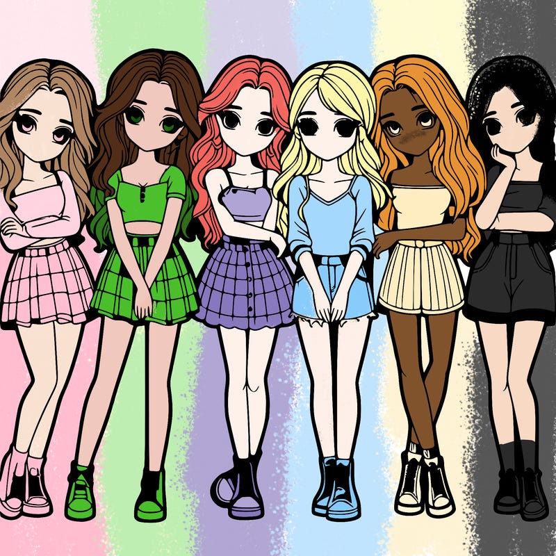 a group of girls realistic