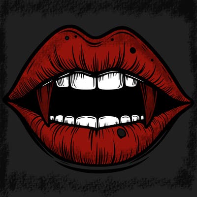 lips with vampire teeth
