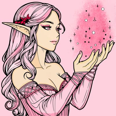realistic elf girl doing magic