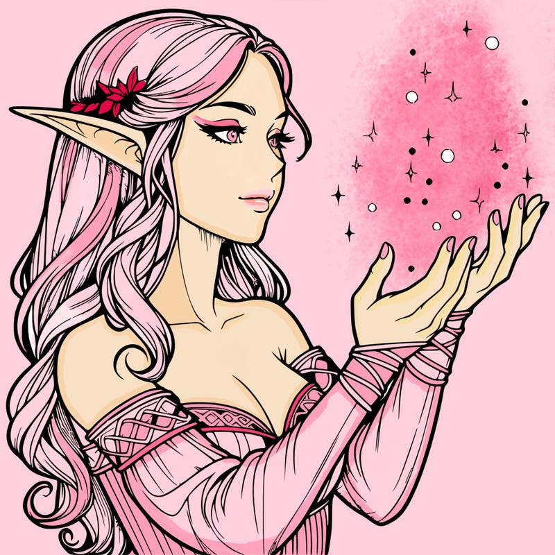 realistic elf girl doing magic