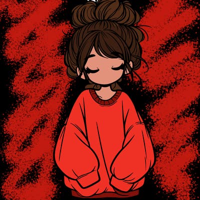 girl with baggy sweatshirt and messy bun