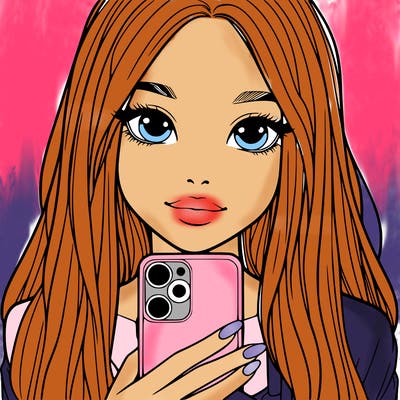 realistic girl with a phone