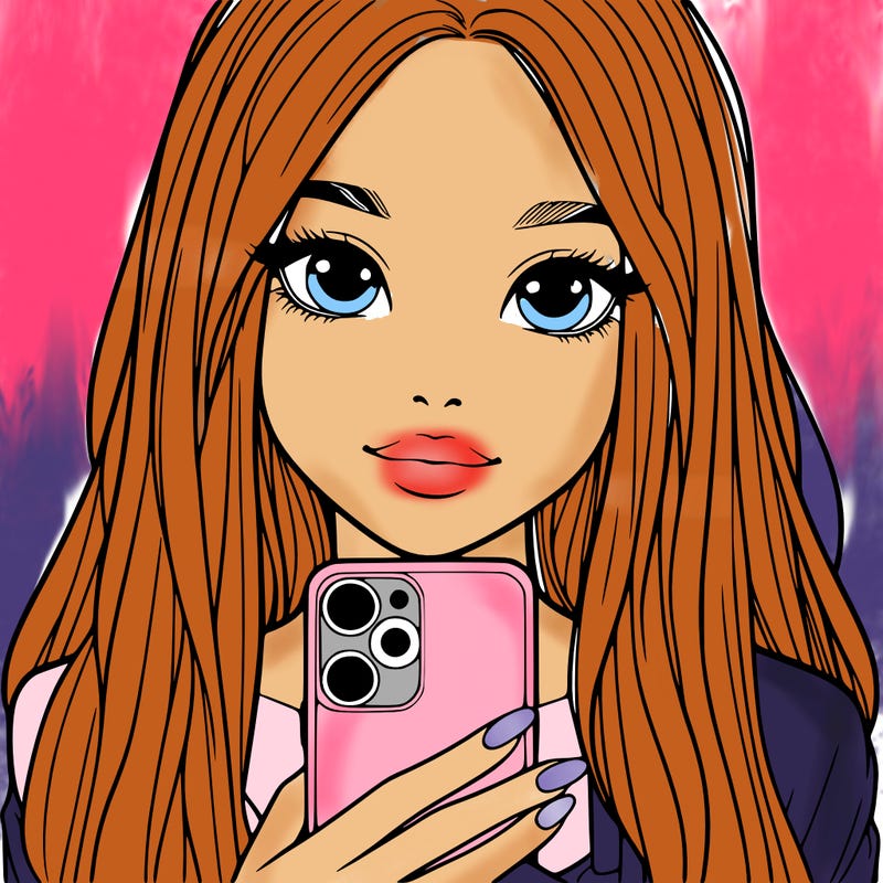 realistic girl with a phone