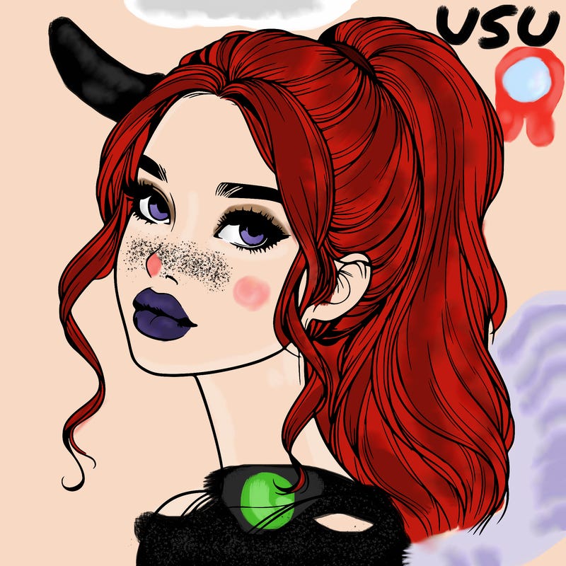 realistic girl with a ponytail on her hair and lips