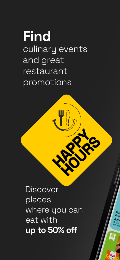 Zjedz.my: Restaurant bookings - App interface showing restaurant promotions and 50 percent off dining discounts