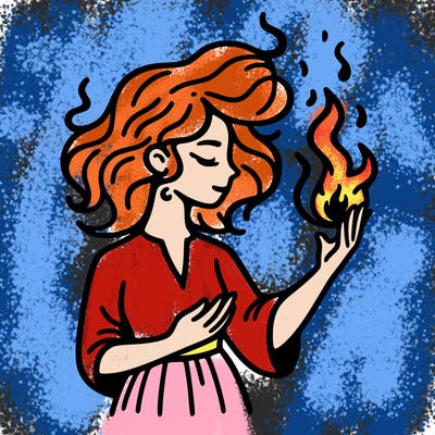 woman with fire