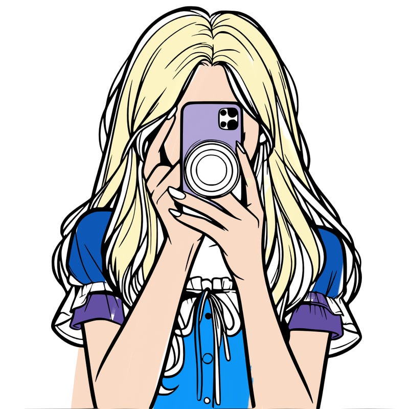 a realistic girl holding her phone taking pictures