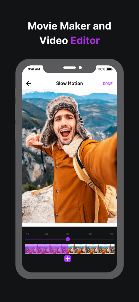 Movie Maker & Video Editor - Interfaz de edición de video en cámara lenta en la aplicación Movie Maker y Video Editor