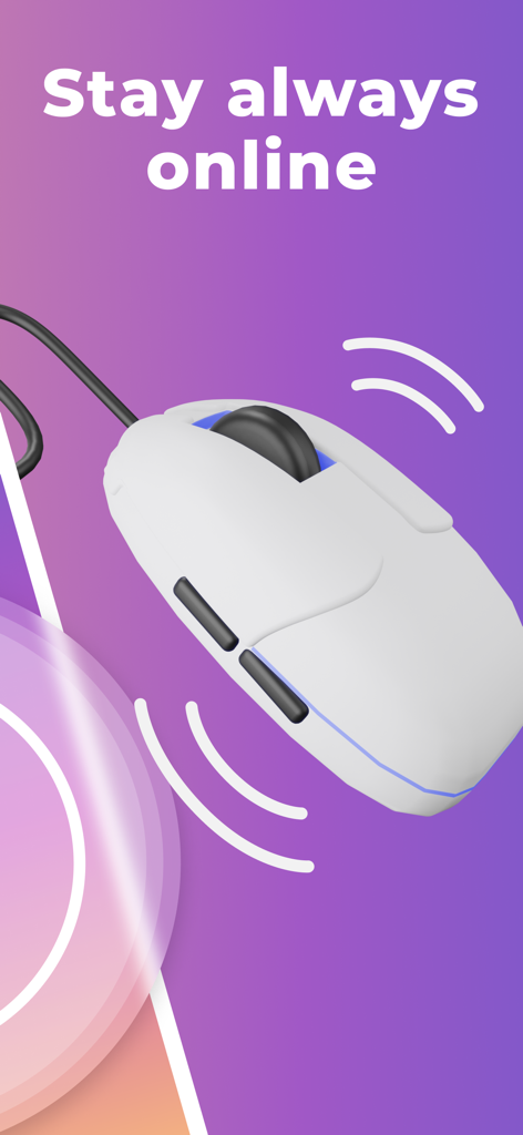 A white computer mouse simulating movement over a phone screen to maintain an active status