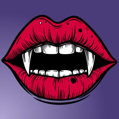 lips with vampire teeth