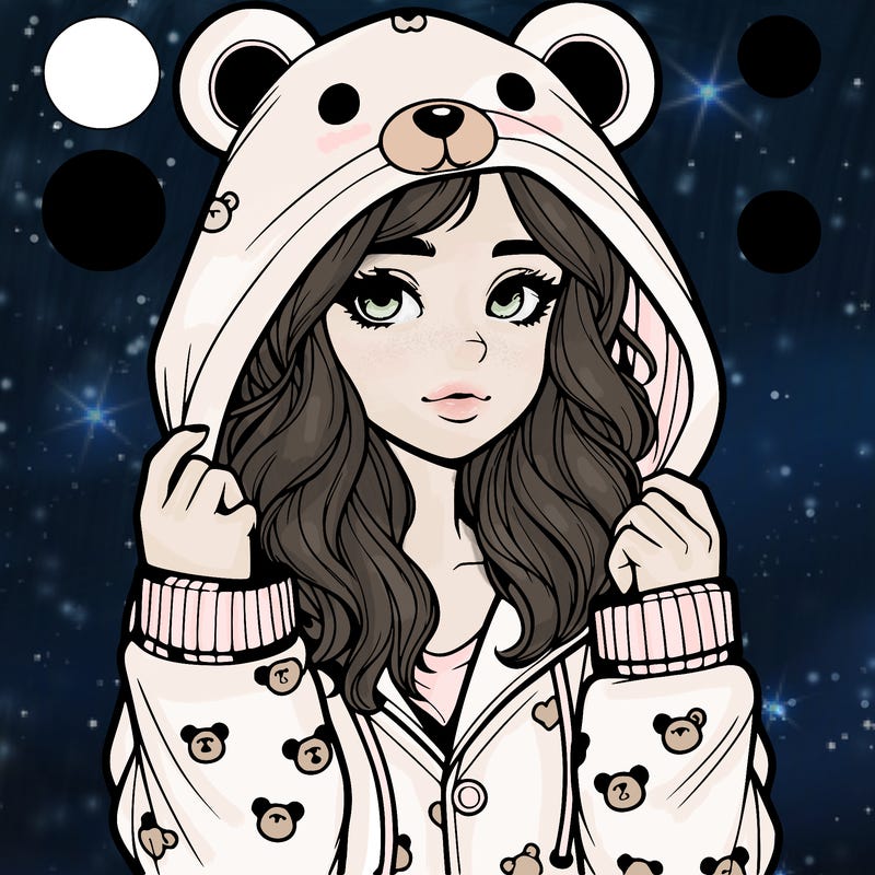 realistic girl in a animal pjs hoodie