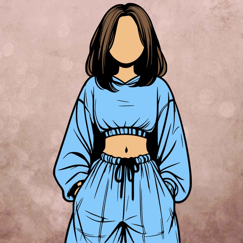 realistic girl faceless with baggy pants and a crop top