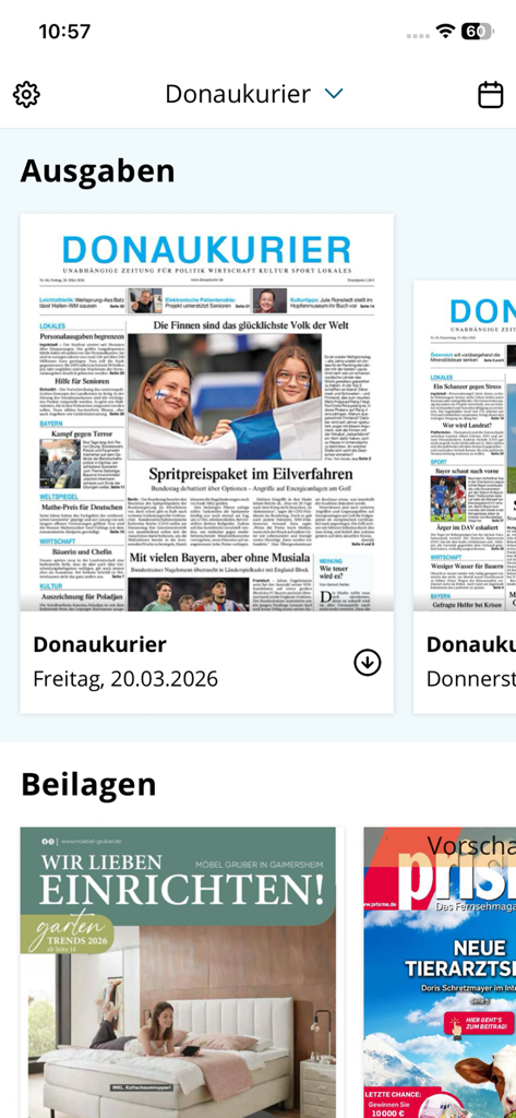 DK ePaper - Donaukurier - Die Donaukurier ePaper-App zeigt aktuelle digitale Zeitungsausgaben und Beilagen an