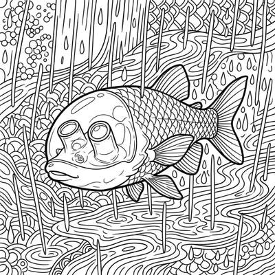 Discover the deep-sea marvel, the Barreleye Fish, in a captivating rainy day scene. This intricate coloring page invites you to explore the wonders of the ocean and the beauty of a downpour with your favorite colors.
