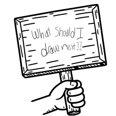 drawing of a sign held by hands