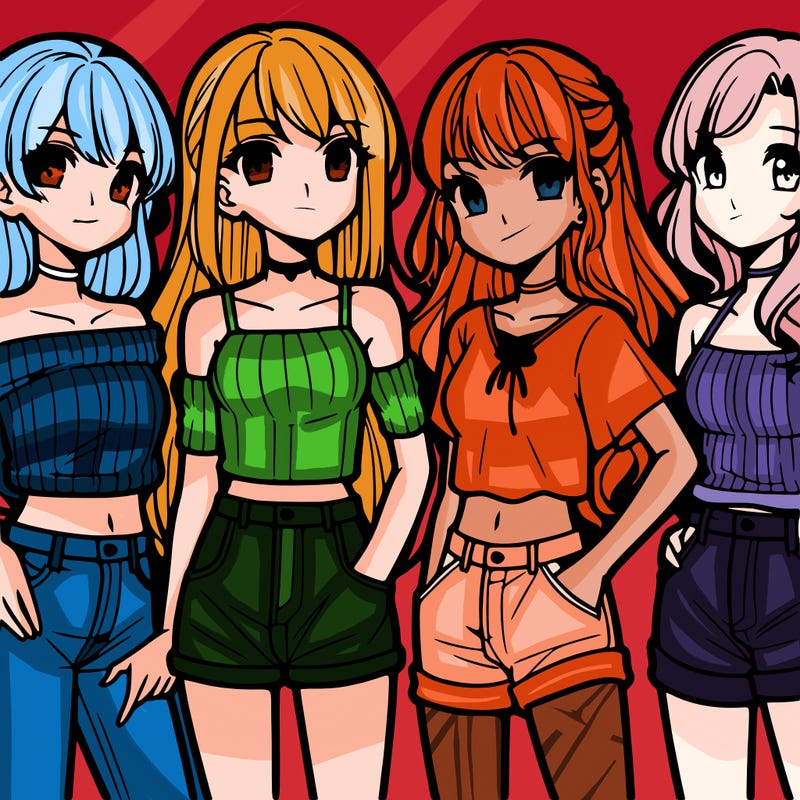 teen manga girls group of 4