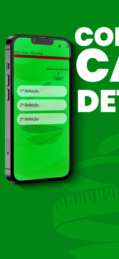 Emagrece Fácil - Calorie tracking screen with meal slots on the Emagrece Facil app interface