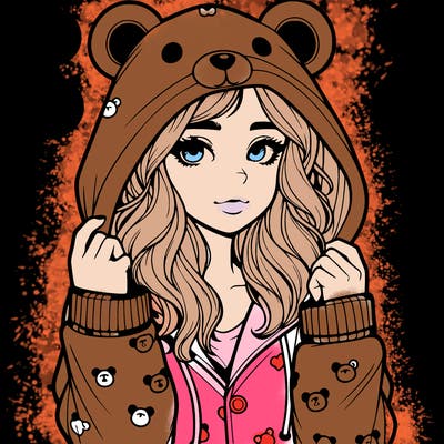 realistic girl in a animal pjs hoodie