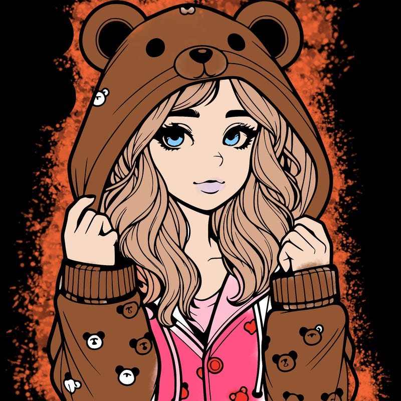 realistic girl in a animal pjs hoodie