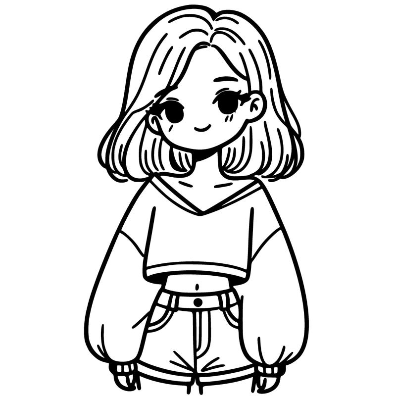 simple girl with oversized crop top