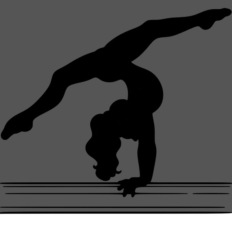 gymnast doing split handstand on a beam