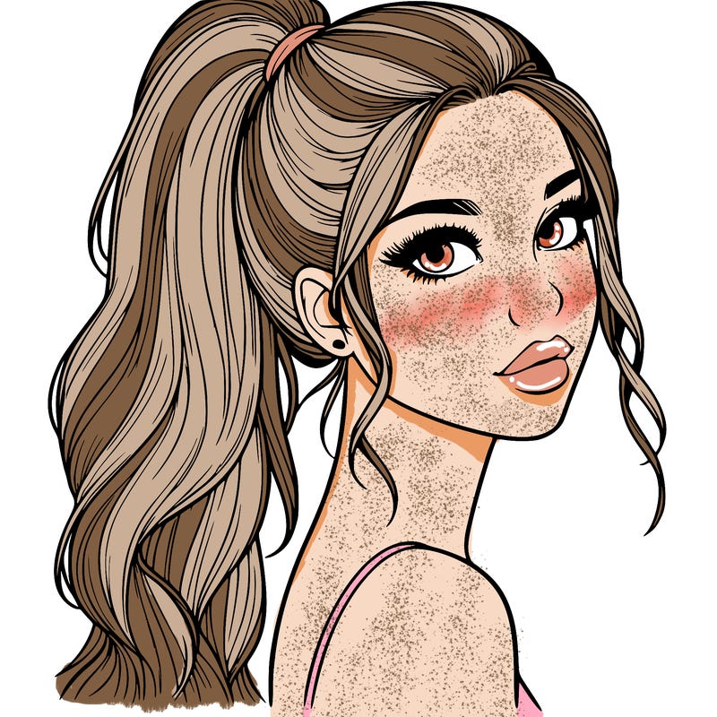 realistic pretty girl with high pony tail