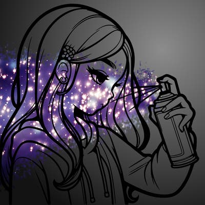 a realistic girl spray painting