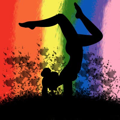 a woman doing a handstand