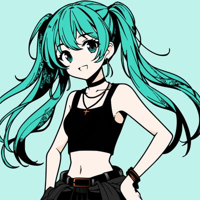 anime girl wearing crop top