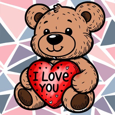 teddy bear holding an i love you heart