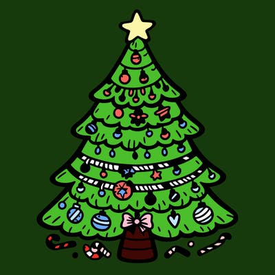 christmas tree with lots of details